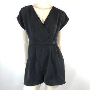Silence + Noise Black Shorts Romper with Studds